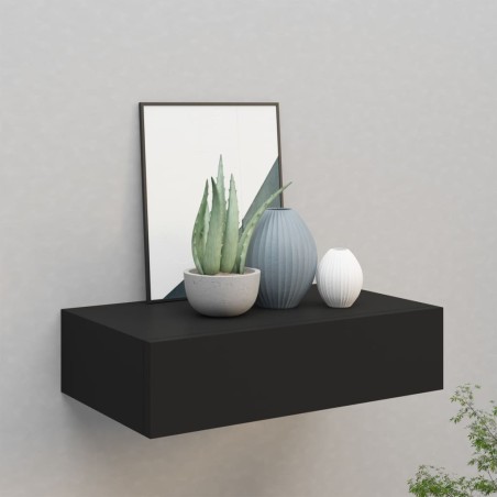 Wand-Schubladenregal Schwarz 40x23,5x10 cm MDF