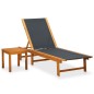 Sonnenliege mit Tisch Akazie Massivholz und Textilene Sonnenliege mit Tisch Akazie Massivholz und Textilene
