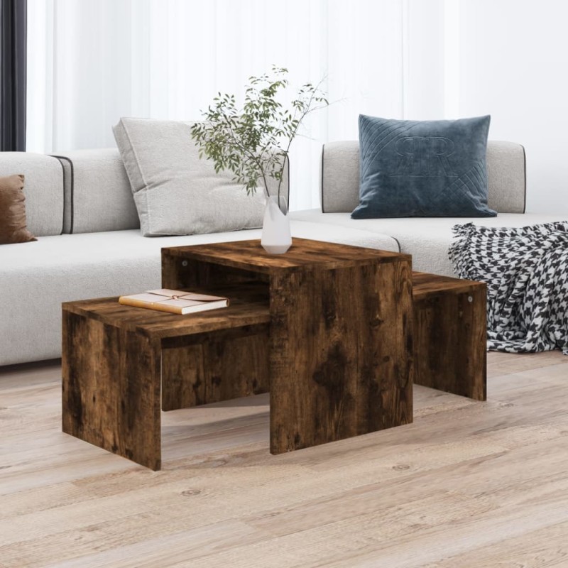 Couchtisch-Set Räuchereiche 100x48x40 cm Holzwerkstoff Couchtisch-Set Räuchereiche 100x48x40 cm Holzwerkstoff