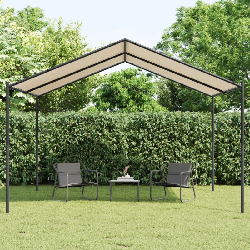 Gartenpavillon Beige 4x3 m Stahl und Stoff Gartenpavillon Beige 4x3 m Stahl und Stoff