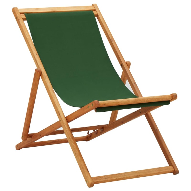 Klappbarer Strandstuhl Eukalyptusholz und Stoff Grün Klappbarer Strandstuhl Eukalyptusholz und Stoff Grün