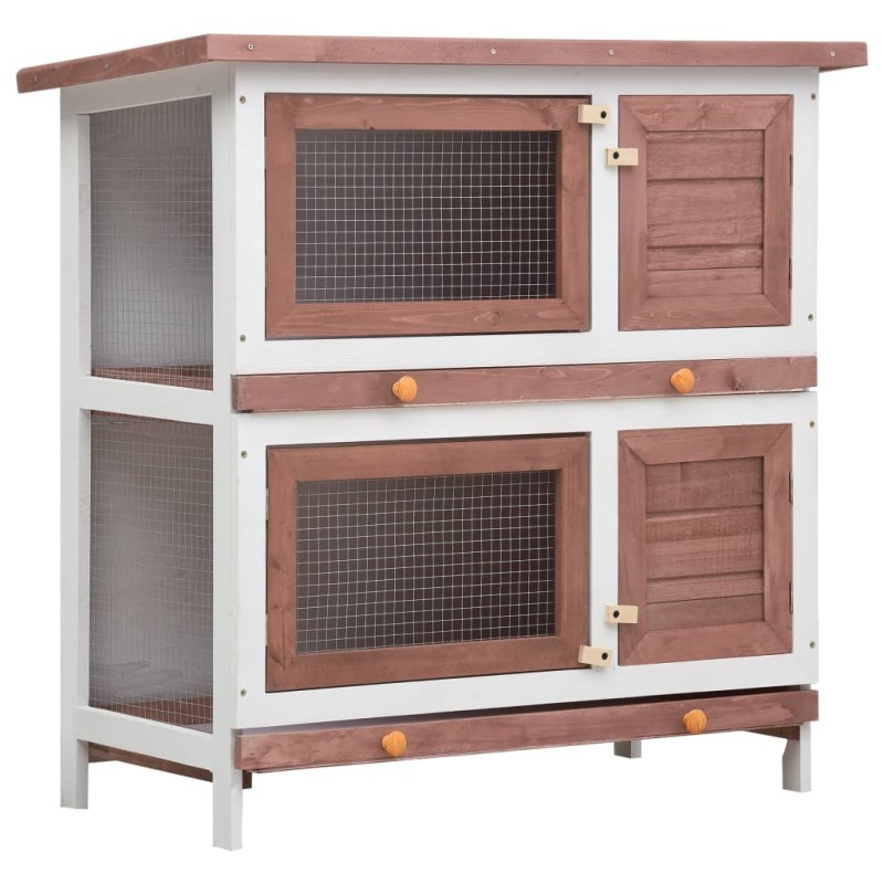 Kaninchenstall 4 Türen Braun Holz Kaninchenstall 4 Türen Braun Holz