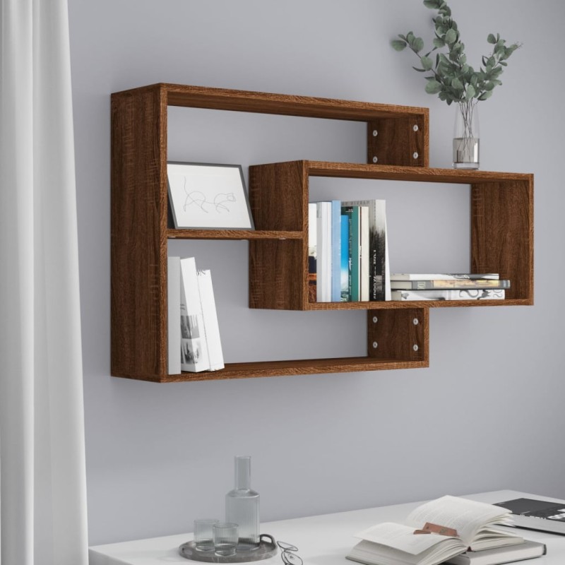 Wandregal Braun Eichen-Optik 104x20x58,5 cm Holzwerkstoff Wandregal Braun Eichen-Optik 104x20x58,5 cm Holzwerkstoff
