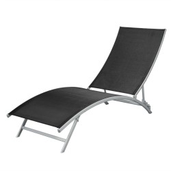 vidaXL Sonnenliege Stahl und Textilene Schwarz
