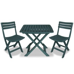3-tlg. Bistro-Set Klappbar Kunststoff Grün