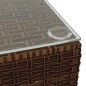 Garten-Couchtisch Braun 60x60x30 cm Poly Rattan und Glas Garten-Couchtisch Braun 60x60x30 cm Poly Rattan und Glas