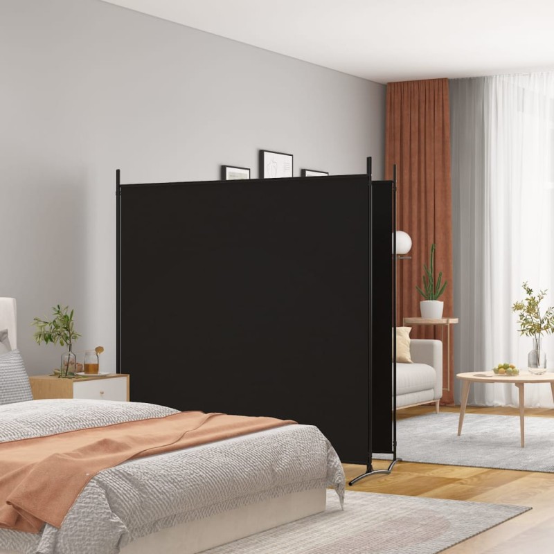 2-tlg. Paravent Schwarz 348x180 cm Stoff 2-tlg. Paravent Schwarz 348x180 cm Stoff