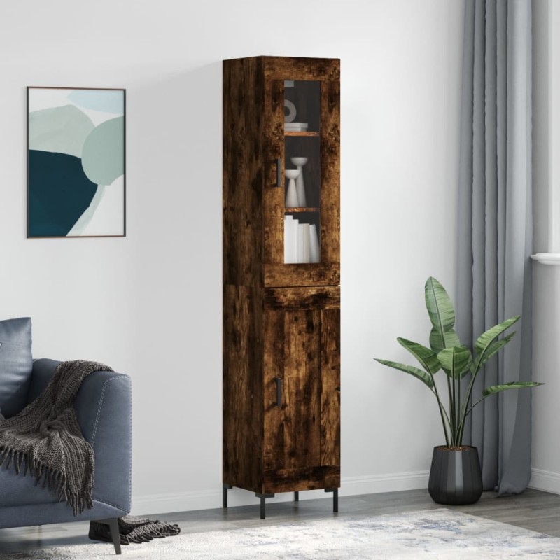 Highboard Räuchereiche 34,5x34x180 cm Holzwerkstoff Highboard Räuchereiche 34,5x34x180 cm Holzwerkstoff