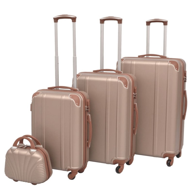 vidaXL Vierteiliges Hartschalen-Trolley-Set Champagner vidaXL Vierteiliges Hartschalen-Trolley-Set Champagner
