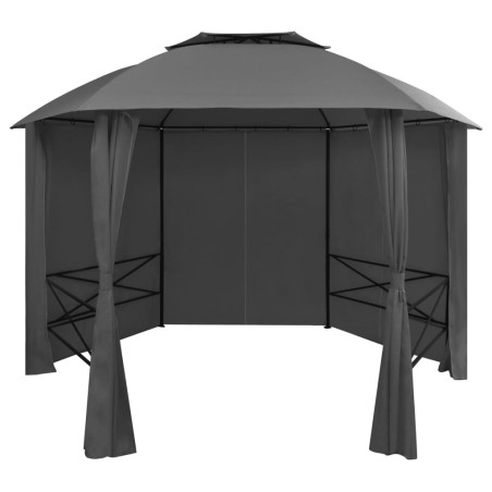 Gartenpavillon mit Vorhängen Hexagonal 360x265 cm