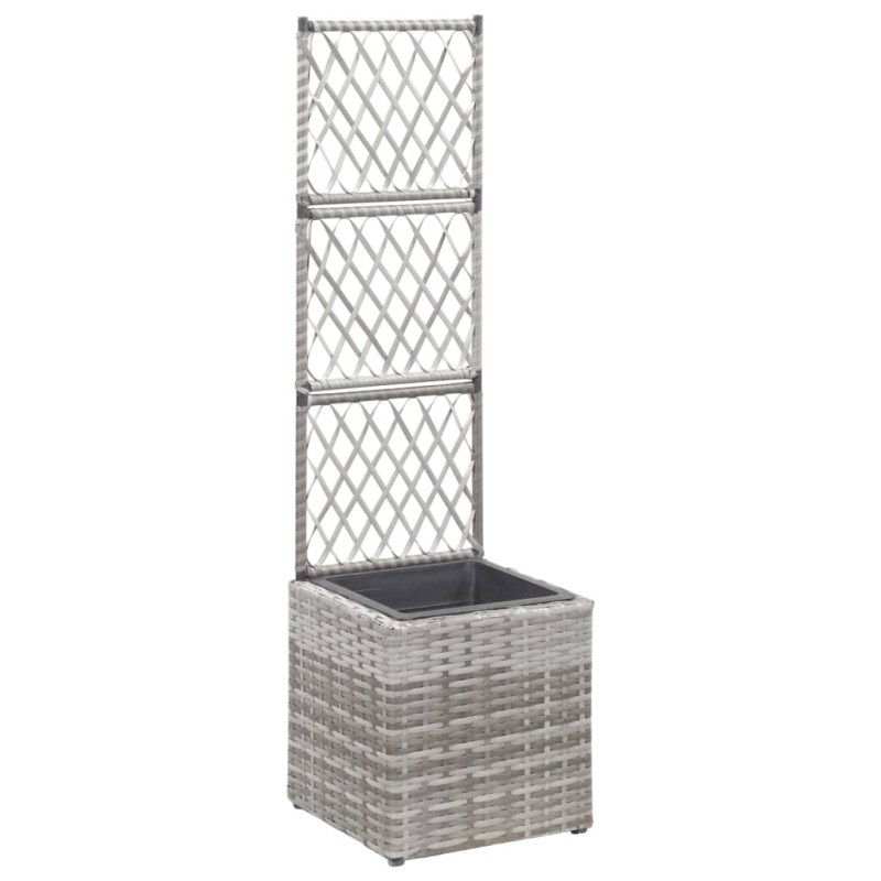 Hochbeet mit Rankgitter 1 Topf 30x30x107 cm Poly Rattan Grau Hochbeet mit Rankgitter 1 Topf 30x30x107 cm Poly Rattan Grau