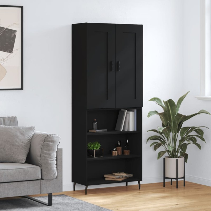 Highboard Schwarz 69,5x34x180 cm Holzwerkstoff Highboard Schwarz 69,5x34x180 cm Holzwerkstoff