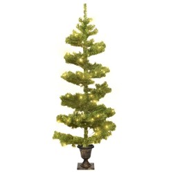 Spiral-Weihnachtsbaum mit Topf und LEDs Grün 120 cm PVC