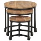 vidaXL Beistelltische 3 Stk. Raues Mangoholz vidaXL Beistelltische 3 Stk. Raues Mangoholz