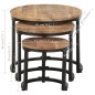 vidaXL Beistelltische 3 Stk. Raues Mangoholz vidaXL Beistelltische 3 Stk. Raues Mangoholz