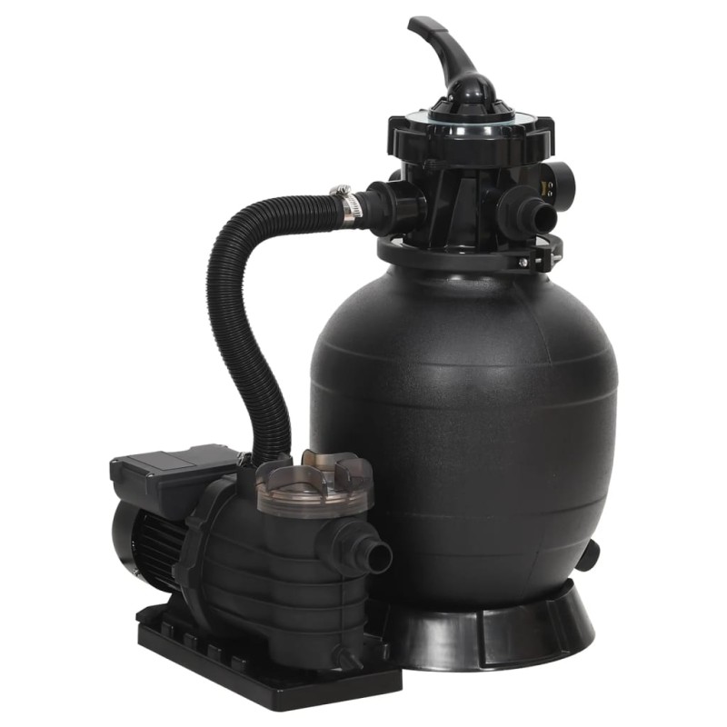 Pool-Sandfilteranlage mit Vorfilter Schwarz Pool-Sandfilteranlage mit Vorfilter Schwarz