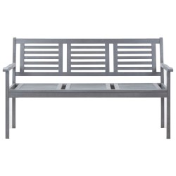 3-Sitzer Gartenbank 150 cm Grau Eukalyptus Massivholz