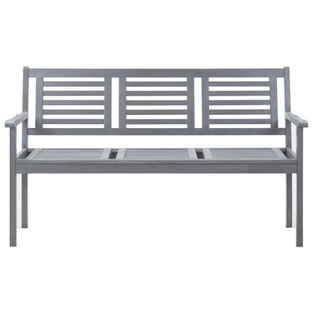 3-Sitzer Gartenbank 150 cm Grau Eukalyptus Massivholz