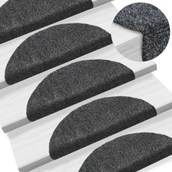 vidaXL 15 Stk. Selbstkl. Treppenmatten Nadelvlies 56x17x3cm Dunkelgrau