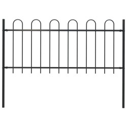 vidaXL Gartenzaun mit Bügel-Design Stahl 1,7 m Schwarz