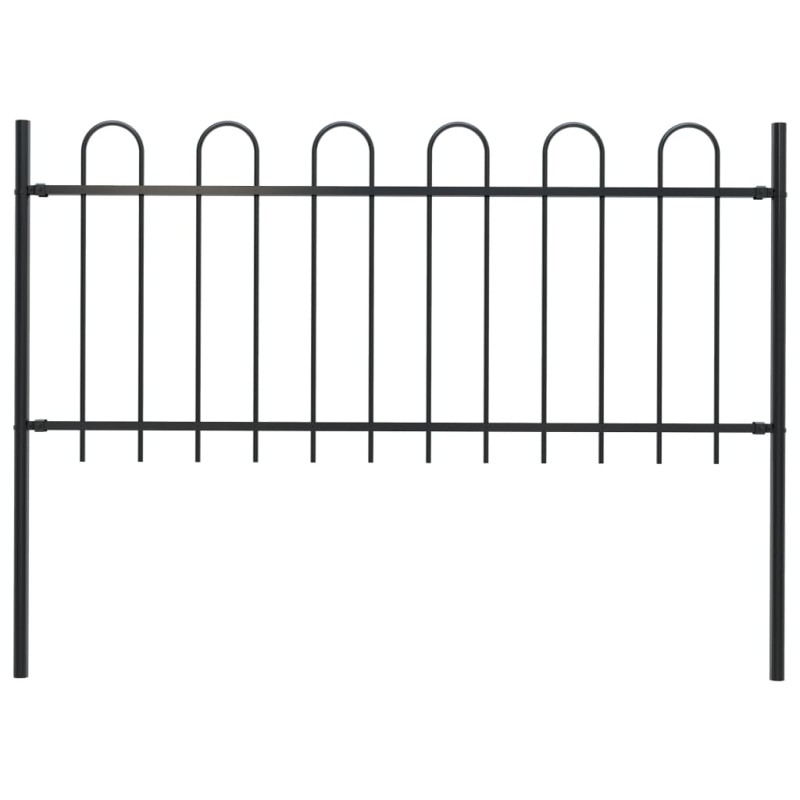 vidaXL Gartenzaun mit Bügel-Design Stahl 1,7 m Schwarz vidaXL Gartenzaun mit Bügel-Design Stahl 1,7 m Schwarz