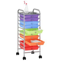 vidaXL Schubladenwagen mit 10 Schubladen Mehrfarbig Kunststoff