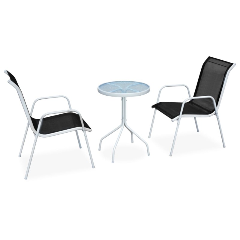 3-tlg. Bistro-Set Stahl Schwarz 3-tlg. Bistro-Set Stahl Schwarz