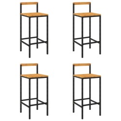 Barhocker 4 Stk. Schwarz Poly Rattan und Massivholz Akazie