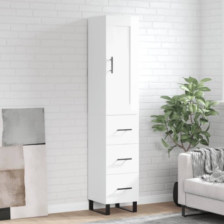 Highboard Hochglanz-Weiß 34,5x34x180 cm Holzwerkstoff