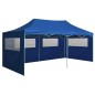 Profi-Partyzelt Faltbar mit 4 Seitenwänden 3×6m Stahl Blau Profi-Partyzelt Faltbar mit 4 Seitenwänden 3×6m Stahl Blau
