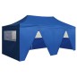 Profi-Partyzelt Faltbar mit 4 Seitenwänden 3×6m Stahl Blau Profi-Partyzelt Faltbar mit 4 Seitenwänden 3×6m Stahl Blau