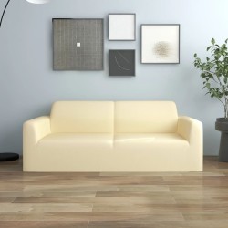 vidaXL Stretch Sofahusse 2-Sitzer Creme Polyester-Jersey  