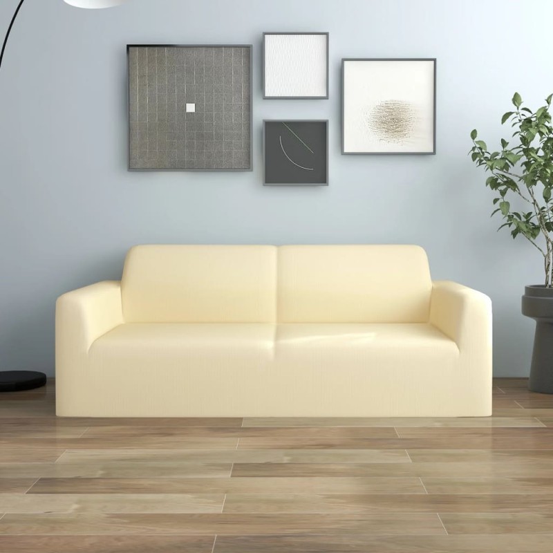 vidaXL Stretch Sofahusse 2-Sitzer Creme Polyester-Jersey vidaXL Stretch Sofahusse 2-Sitzer Creme Polyester-Jersey