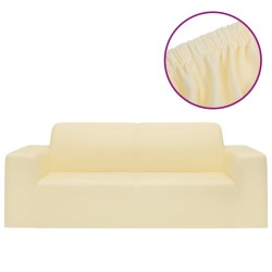 vidaXL Stretch Sofahusse 2-Sitzer Creme Polyester-Jersey  