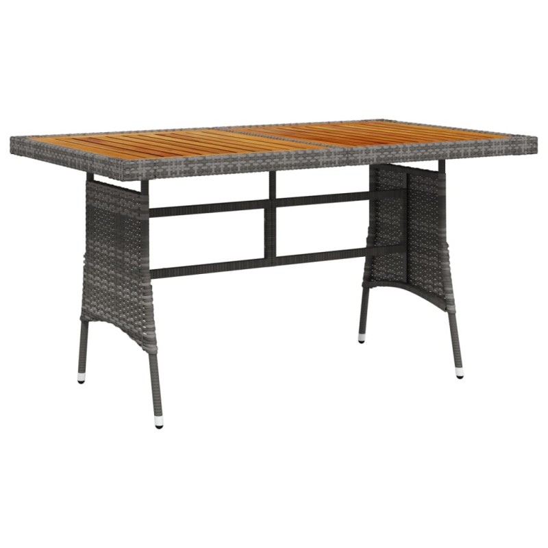 vidaXL Gartentisch Grau 130x70x72 cm Poly Rattan & Massivholz Akazie vidaXL Gartentisch Grau 130x70x72 cm Poly Rattan & Massivholz Akazie