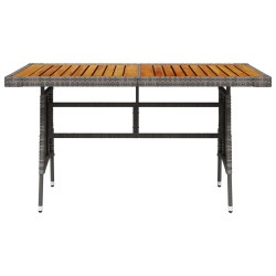 vidaXL Gartentisch Grau 130x70x72 cm Poly Rattan & Massivholz Akazie