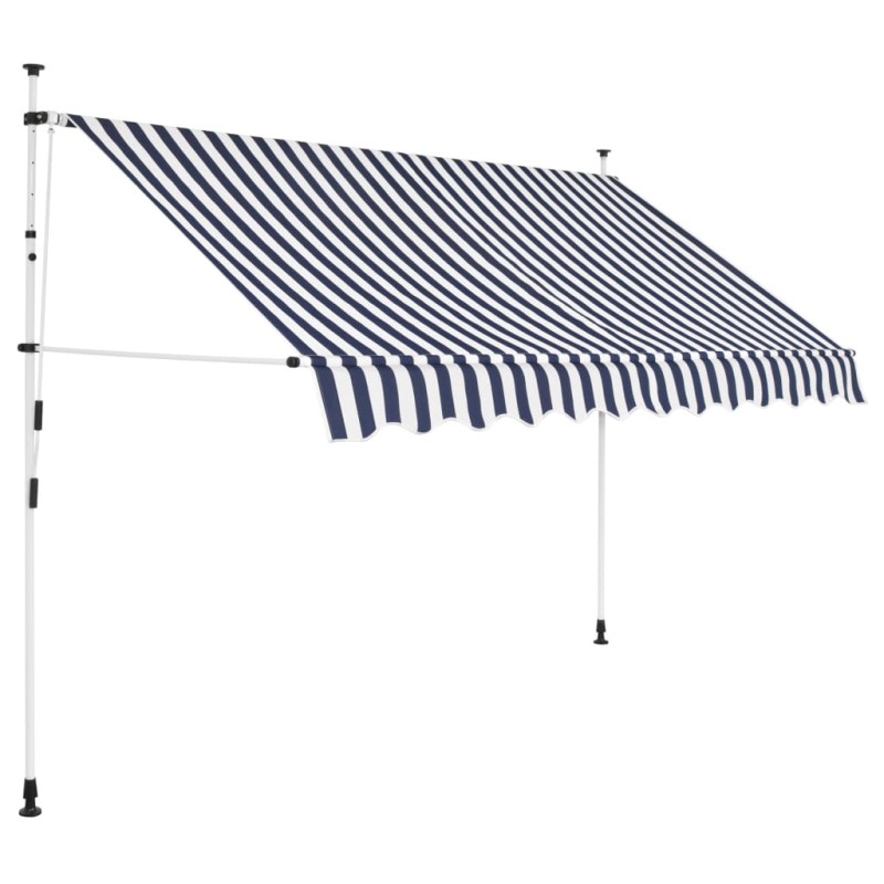 vidaXL Einziehbare Markise Handbetrieben 250 cm Blau/Weiß Gestreift vidaXL Einziehbare Markise Handbetrieben 250 cm Blau/Weiß Gestreift
