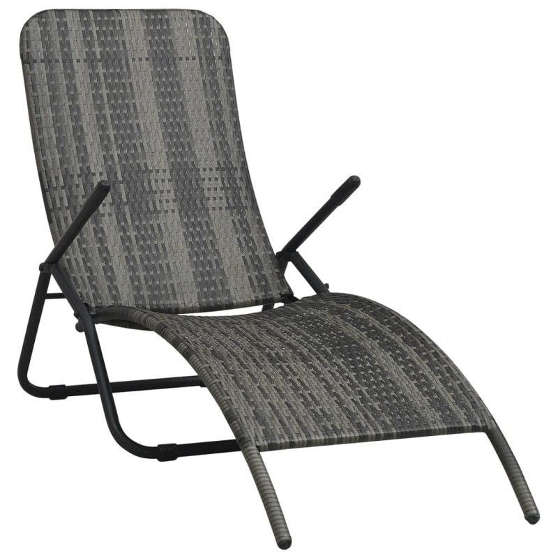vidaXL Klappbare Sonnenliege Poly Rattan Grau vidaXL Klappbare Sonnenliege Poly Rattan Grau