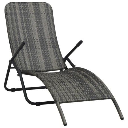 vidaXL Klappbare Sonnenliege Poly Rattan Grau