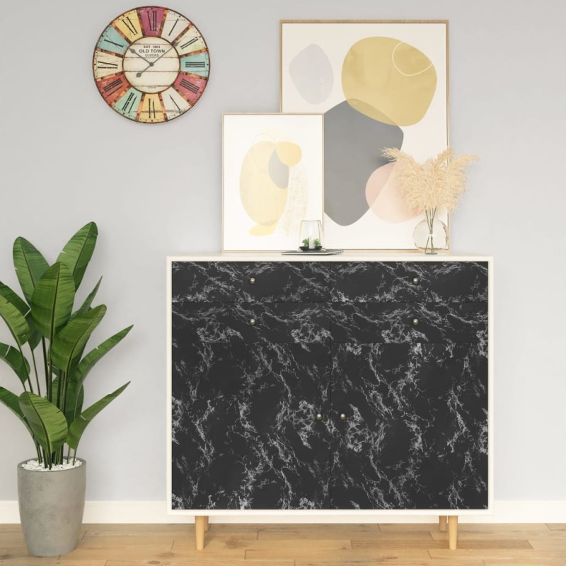 vidaXL Selbstklebende Möbelfolie Schwarz Steinoptik 500x90 cm PVC vidaXL Selbstklebende Möbelfolie Schwarz Steinoptik 500x90 cm PVC