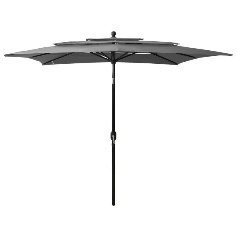Sonnenschirm mit Aluminium-Mast 3-lagig Anthrazit 2,5x2,5 m Sonnenschirm mit Aluminium-Mast 3-lagig Anthrazit 2,5x2,5 m
