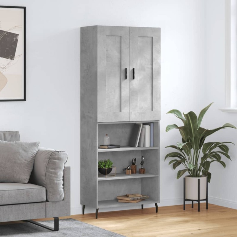 Highboard Betongrau 69,5x34x180 cm Holzwerkstoff Highboard Betongrau 69,5x34x180 cm Holzwerkstoff