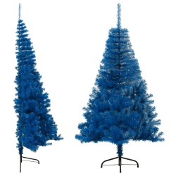 Künstlicher Halb-Weihnachtsbaum mit Ständer Blau 150 cm PVC