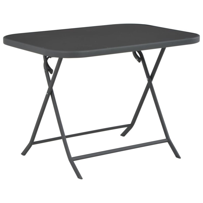 Klappbarer Gartentisch Grau 100 x 75 x 72 cm Glas und Stahl Klappbarer Gartentisch Grau 100 x 75 x 72 cm Glas und Stahl