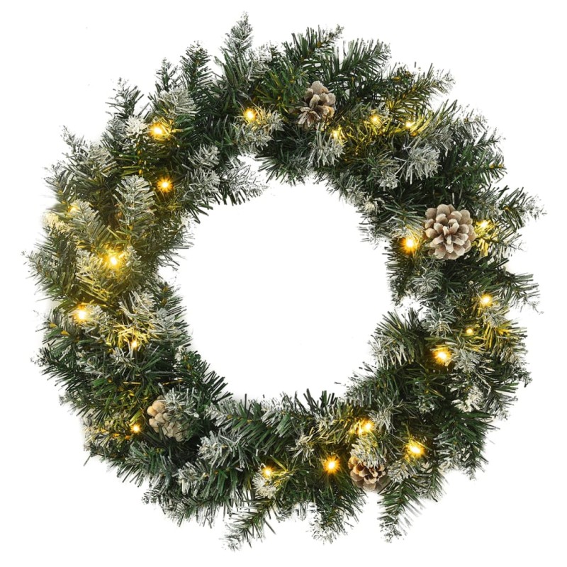 Weihnachtskranz mit LED-Leuchten Grün 60 cm PVC Weihnachtskranz mit LED-Leuchten Grün 60 cm PVC