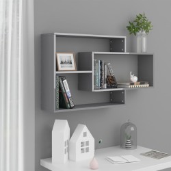 vidaXL Wandregale Hochglanz-Grau 104x20x58,5 cm Holzwerkstoff