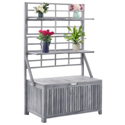 vidaXL Aufbewahrungstruhe mit Rankgitter 99x55x160cm Massivholz Akazie