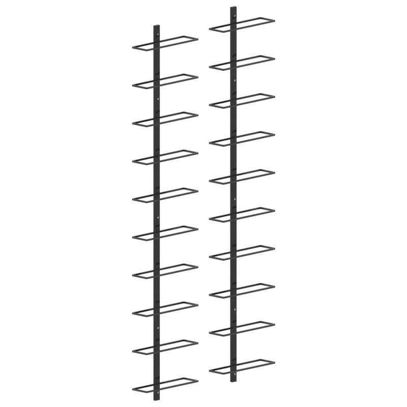 Wand-Weinregale für 20 Flaschen 2 Stk. Schwarz Metall Wand-Weinregale für 20 Flaschen 2 Stk. Schwarz Metall