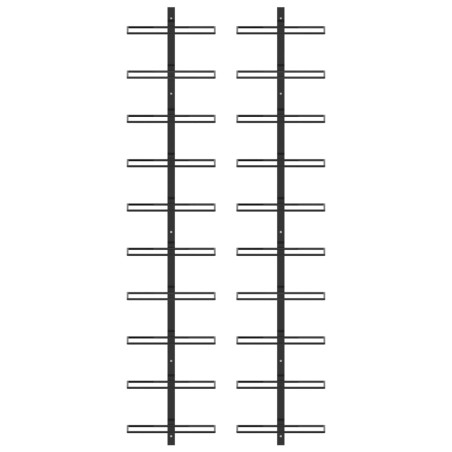 Wand-Weinregale für 20 Flaschen 2 Stk. Schwarz Metall