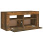 TV-Schrank mit LED-Leuchten Räuchereiche 90x35x40 cm TV-Schrank mit LED-Leuchten Räuchereiche 90x35x40 cm